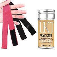 Sovoncare Black Hair Wax Stick With Lace Melting Bands For Flyaways Edge Control And Wigs 1 Stick 2 Bands