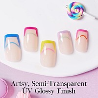 Square Press On Nails French Tip Nude Fake Nails Short Bright Color Gel Glue On Nails Medium False Nails With Design Oval Stick