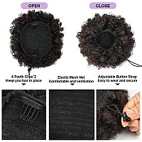 Yeame Afro Puff Drawstring Ponytail For Black Women Short Kinky Curly Afro Ponytail Synthetic Hair Puffs Premium Brown Afro Bu