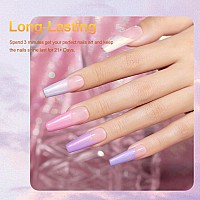 Rarjsm Pearl Gel Nail Polish Set Iridescent Shell Glitter Gel Polish 6 Sunset Colors Light Purple Blue Pink Red Gold Shimmer Mer