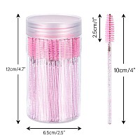 G2Plus 100Pcs Crystal Mascara Wands Pink Disposable Eyelash Eyebrow Spoolie Brush Eyelash Brush For Makeup Eyelash Extensions