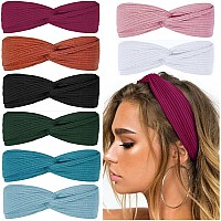 Huachi Headbands For Women Twist Knotted Boho Stretchy Hair Bands For Girls Criss Cross Turban Plain Headwrap Yoga Workout Vinta