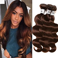 Light Brown Bundles Human Hair Body Wave 3 Bundles Brazilian Hair Bundles Light Brown Color 4 Unprocessed Virgin Brown Human Ha