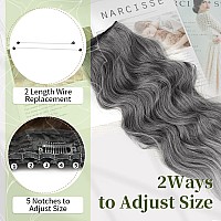 Kookastyle Invisible Wire Hair Extensions With Transparent Headband Adjustable Size 4 Secure Clips Long Wavy Secret Wire Hairpie