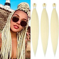 613 Braiding Hair Extensions 26 Inch Blonde Braiding Hair Pre Stretched Yaki Braids Hair Hot Water Setting Synthetic Hair Colore