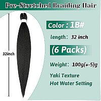 Umylar Braiding Hair Pre Stretched 32 Braiding Hair Extensions Hot Water Setting Synthetic Hair Pre Stretched Crochet Braids