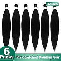 Umylar Braiding Hair Pre Stretched 32 Braiding Hair Extensions Hot Water Setting Synthetic Hair Pre Stretched Crochet Braids