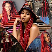 Umylar Red Braiding Hair Extensions 32 Inch Pre Stretched Braiding Hair Yaki Braids Hair Hot Water Setting Synthetic Hair Colore