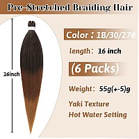 Braiding Hair Pre Stretched 16 Inch Ombre Braiding Hair Extensions Hot Water Setting Synthetic Hair Pre Stretched Crochet Braids