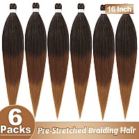 Braiding Hair Pre Stretched 16 Inch Ombre Braiding Hair Extensions Hot Water Setting Synthetic Hair Pre Stretched Crochet Braids