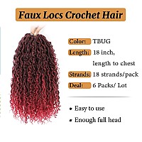 Forevery Faux Locs Crochet Hair 18 Inch Goddess Locs Crochet Hair 6Packs Prelooped Crochet Hair For Black Womenburgundy Crochet