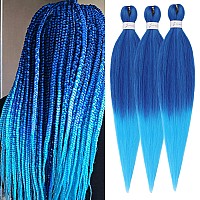 Umylar Blue Braiding Hair Extensions 16 Pre Stretched Braiding Hair Hot Water Setting Synthetic Hair Pre Stretched Crochet Br