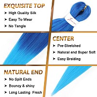 Umylar Blue Braiding Hair Extensions 16 Pre Stretched Braiding Hair Hot Water Setting Synthetic Hair Pre Stretched Crochet Br