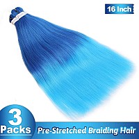 Umylar Blue Braiding Hair Extensions 16 Pre Stretched Braiding Hair Hot Water Setting Synthetic Hair Pre Stretched Crochet Br