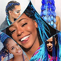 Umylar Blue Braiding Hair Extensions 16 Pre Stretched Braiding Hair Hot Water Setting Synthetic Hair Pre Stretched Crochet Br