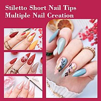 500Pcs Short Stiletto Nail Tips For Acrylic Nails Professional Extra Short Clear False Nails French Tips Artificial Nail Extens