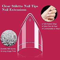 500Pcs Short Stiletto Nail Tips For Acrylic Nails Professional Extra Short Clear False Nails French Tips Artificial Nail Extens