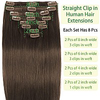 Hair Extensions Human Hair Clip In Medium Brown Real Human Hair 18 Inch 8Pcs 100 Remy Human Hair Long Soft Hair Like Your Own H