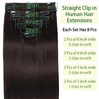 Brown Clip In Hair Extensions Human Hair 22Inch Darkest Brown Hair Extensions Real Human Hair Clip Ins Dark Brown Remy Hair Exte