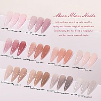 Shoyum 10Pcs Jelly Gel Nail Polish Set Nude Translucent Dark Skin Colors Rose Maple Red Sheer Gel Polish Kit Brown Semitranspar