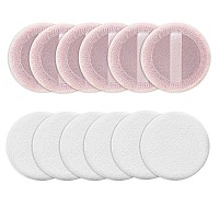 Sibba 12 Pcs Blush Loose Powder Puff Face Setting Body Makeup Soft Velour Sponge Beauty Blender Make Up Mini Portable Finger App