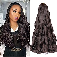 French Curly Braiding Hair4 Brown Synthetic Bouncy Braiding Hair Extensions 75Gpack Crochet Hair Extensions 24Inch 8Pack Fren