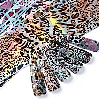 Leopard Nail Foil Transfer Stickers Nail Art Supplies Laser Nail Foil Decals Leopard Print Nails Foils Design For Women Manicu