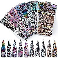 Leopard Nail Foil Transfer Stickers Nail Art Supplies Laser Nail Foil Decals Leopard Print Nails Foils Design For Women Manicu