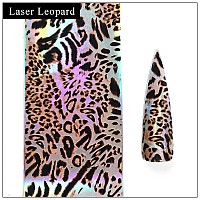 Leopard Nail Foil Transfer Stickers Nail Art Supplies Laser Nail Foil Decals Leopard Print Nails Foils Design For Women Manicu