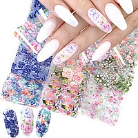 Flowers Nail Foil Transfer Stickers Nail Art Supplies 10 Flowers Patterns Nail Foils Designs Summer Floral Nail Art Decals For