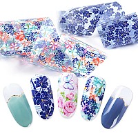 Flowers Nail Foil Transfer Stickers Nail Art Supplies 10 Flowers Patterns Nail Foils Designs Summer Floral Nail Art Decals For