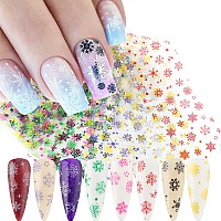 10 Sheets Snowflakes Nail Art Foils Stickers Holographic Christmas Nail Decals Winter Snowflake Nail Foil Transfer Sticker Ac