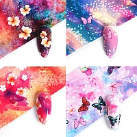 Flowers Nail Foils Transfer Decals Floral Nail Art Stickers Acrylic Nails Supply Flower Nails Foil Designs Fingernail Flower Na