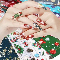 10 Sheets Christmas Nail Art Stickers Winter Nail Foil Transfer Sticker Snowflakes Deer Snowmen Holographic Nail Foils Designs