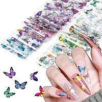 Butterfly Nail Art Foils Transfer Stickers Holographic Foil Nail Art Supplies Nail Decals Adhesive Designs For Women Girls Nails