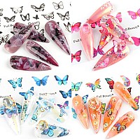 Butterfly Nail Art Foils Transfer Stickers Holographic Foil Nail Art Supplies Nail Decals Adhesive Designs For Women Girls Nails