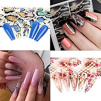 Snake Nail Art Stickers Nail Foils Transfer Decals Snake Skin Print Nail Art Design Holographic Starry Sky Foil Nail Art Decorat