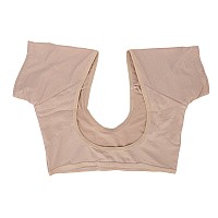 Underarm Sweat Pads Sweat Guard Underwear Sweat Vest Short Sleeve Reusable Armpit Sweat Pads for Women Girls Skin Color (L)