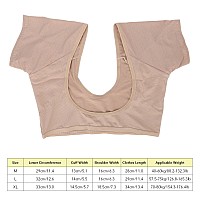 Underarm Sweat Pads Sweat Guard Underwear Sweat Vest Short Sleeve Reusable Armpit Sweat Pads for Women Girls Skin Color (L)