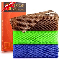 3 Pieces African Bath Sponge African Net Long Net Bath Sponge Exfoliating Shower Body Scrubber Back Scrubber Skin Smoothergreat