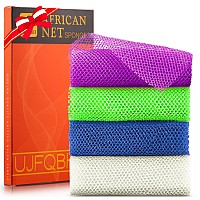 4 Pieces African Exfoliating Net African Net Long Net Bath Sponge Exfoliating Shower Body Scrubber Back Scrubber Skin Smootherg