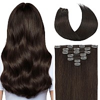 Befana Clip In Hair Extensions14 Inch 7 Pcs 70G 2A Light Dark Brown Human Hair Extensions Clip Ins Natural Soft Straight Doub