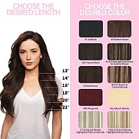 Befana Clip In Hair Extensions14 Inch 7 Pcs 70G 2A Light Dark Brown Human Hair Extensions Clip Ins Natural Soft Straight Doub