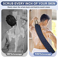 Exfoliating Back Scrubber With Handles 385 Inch Doublesided Back Exfoliator Body Scrub Towel Exfoliating Washcloth Bath Tool