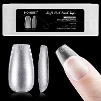 Hghdbt Short Coffin Nail Tips 300Pcs Upgraded Matte Soft Gel X Nail Tips Full Cover Acrylic Nail Tips Fake Nails Supplies Fals