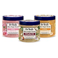 Dr Teals Shea Sugar Scrub Trial Pack Rose Shea Butter Citrus 19 Oz Pack Of 3 Packaging May Vary