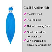 Gozill Blue Braiding Hair Pre Stretched Short Box Braiding Hair Extension 16 Inch Pack Of 6