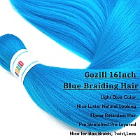 Gozill Blue Braiding Hair Pre Stretched Short Box Braiding Hair Extension 16 Inch Pack Of 6