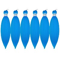 Gozill Blue Braiding Hair Pre Stretched Short Box Braiding Hair Extension 16 Inch Pack Of 6