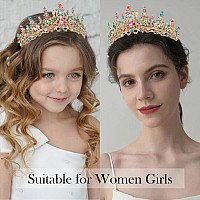 Atoden Birthday Girl Sash Tiara Queen Crown Tiaras And Crowns For Women Girls Multicolor Crystal Princess Tiara Rhinestone Headb